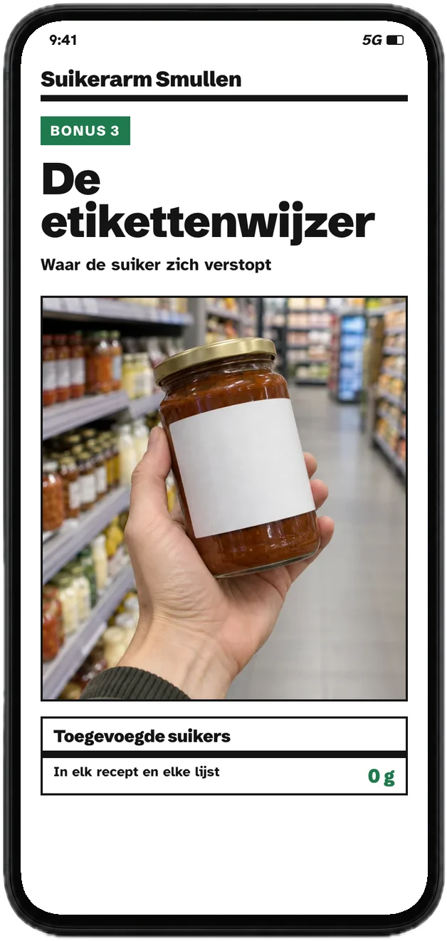 Voorkant van bonus 3 op een telefoon: de etikettenwijzer